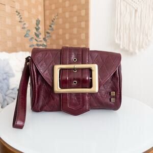 Helen Welsh Genuine Leather Burgundy Wristlet Purse Wallet Bag